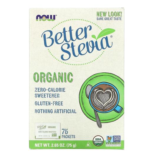 Основне фото товара NOW, Organic Better Stevia, Стевія, 75 г