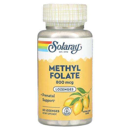 Основне фото товара Solaray, Methyl Folate Lemon 800 mcg, L-5-метилтетрагідрофолат...