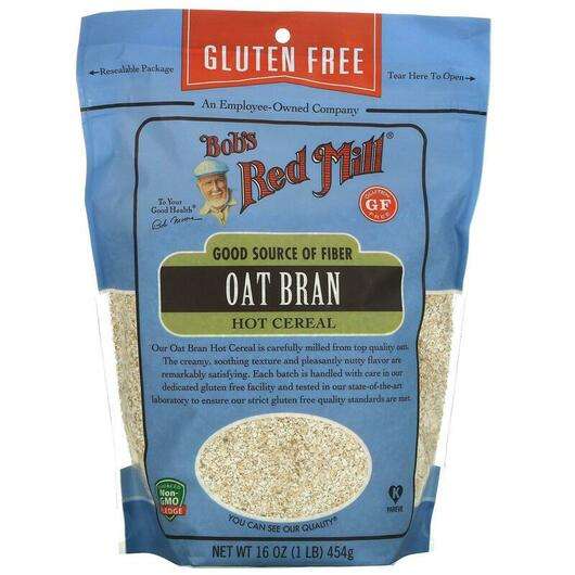 Основне фото товара Bob's Red Mill, Oat Bran Hot Cereal Gluten Free, Отруби, 454 г