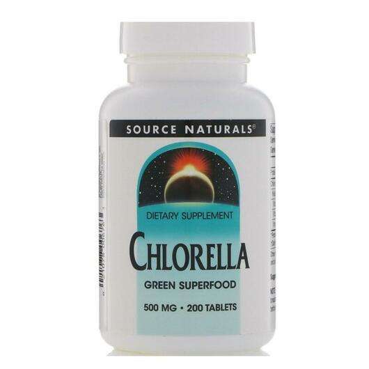 Основное фото товара Source Naturals, Хлорелла 500 мг, Chlorella 500 mg 200, 200 та...