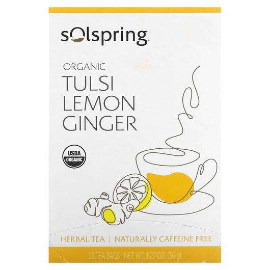 Основное фото товара Dr. Mercola, Чай, Solspring Organic Herbal Tea Tulsi Lemon, 36 г