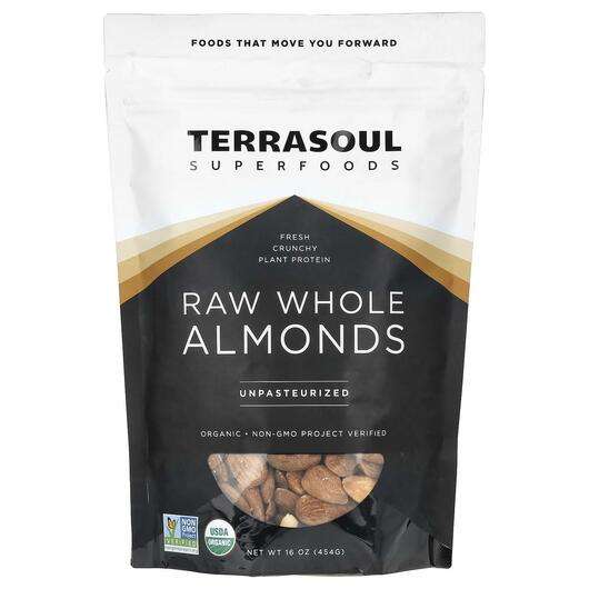 Основное фото товара Terrasoul Superfoods, Суперфуд, Raw Whole Almonds Unpasteurize...