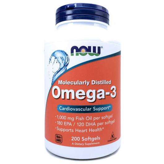 Molecularly Distilled Omega-3, Омега-3 180 ЕПА 120 ДГА, 200 капсул