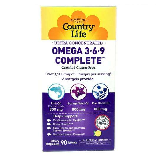 Ultra Concentrated Omega 3-6-9 Complete Natural Le, Ультраконцентрірованная Омега 3-6-9 смак лимона, 90 капсул