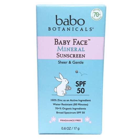 Baby Face Mineral Sunscreen Stick SPF 50, Солнцезащитный крем, 17 г