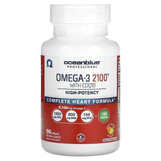 Основне фото товара Omega-3 2100 With COQ10 High-Potency Orange, Омега 3, 90 капсул