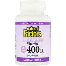 Natural Factors, Витамин Е Clear Base 400 МЕ, Vitamin E Clear ...