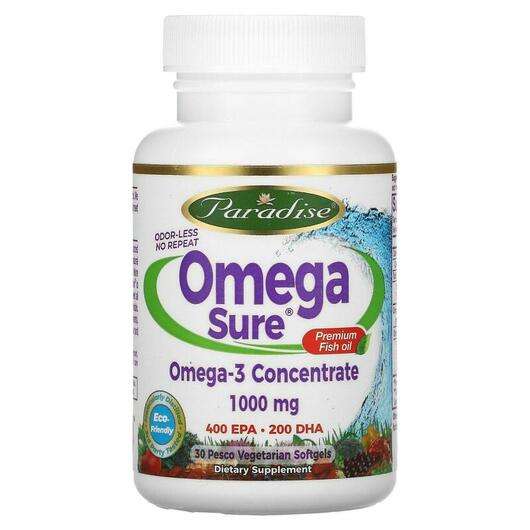 Основне фото товара Paradise Herbs, Med Vita Omega Sure Omega 3 Fish Oil 1000 mg, ...
