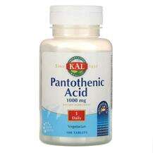 KAL, Pantothenic Acid 1000 mg, Вітамін B5 1000 мг, 100 таблеток