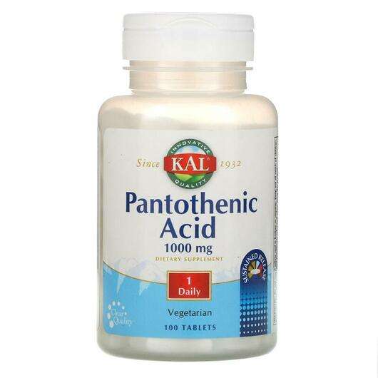 Основне фото товара KAL, Pantothenic Acid 1000 mg, Вітамін B5 1000 мг, 100 таблеток