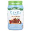 Фото товару Vitamins D3+K2 Calcium Natural Peach, Кальцій, 50 Vegetarian Gumm