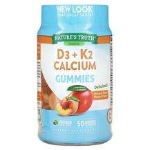 Кальций, Vitamins D3+K2 Calcium Natural Peach Mango, 50 Vegeta...