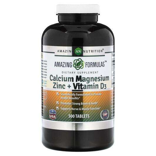 Основне фото товара Amazing Nutrition, Calcium Magnesium Zinc + Vitamin D3, Кальці...