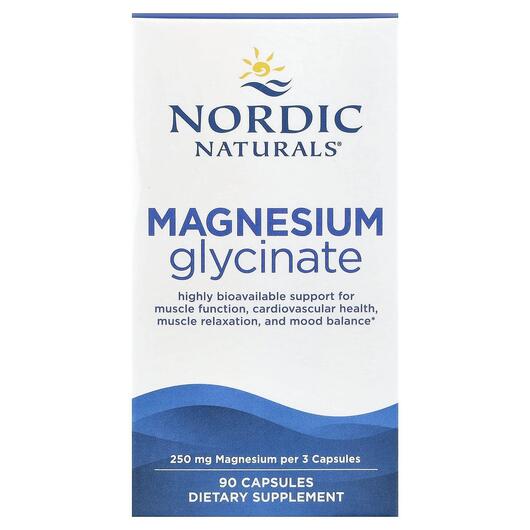 Основне фото товара Nordic Naturals, Magnesium Glycinate, Гліцинат магнію, 90 капсул