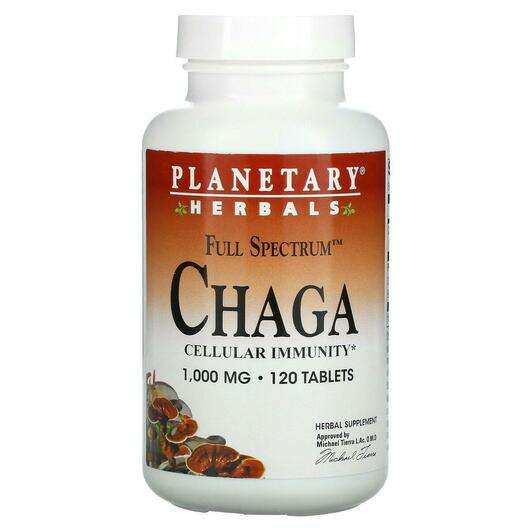 Основное фото товара Planetary Herbals, Грибы Чага, Full Spectrum Chaga 1000 mg, 12...