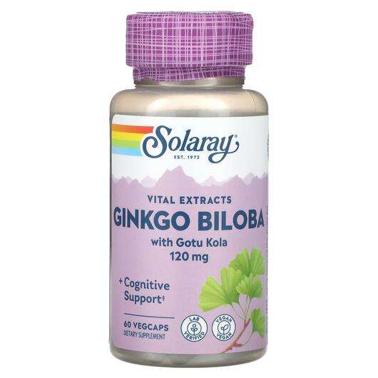 Основне фото товара Solaray, Vital Extracts Ginkgo Biloba With Gotu Kola 120 mg, Г...