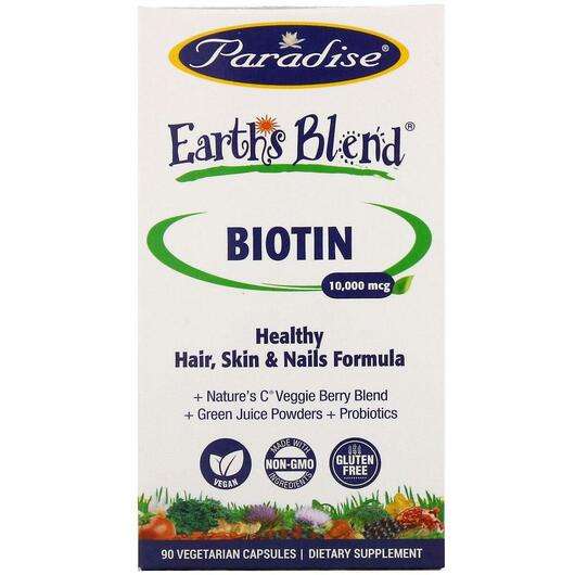 Основне фото товара Paradise Herbs, Earth's Blend Biotin 10000 mcg, Вітамін B7 Біо...