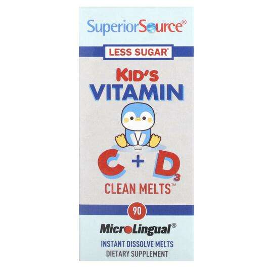 Основне фото товара Superior Source, Kid's Vitamin C + D Clean Melts, Вітамін C, 9...