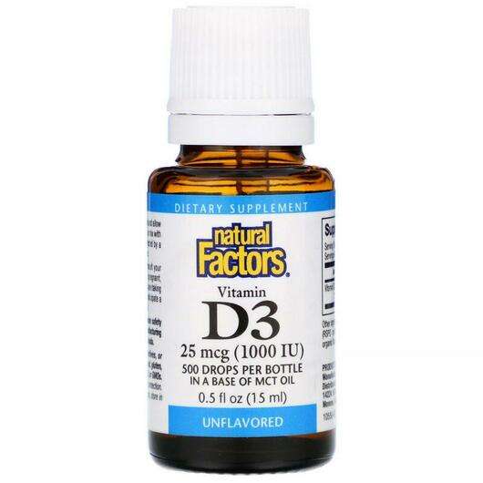 Основне фото товара Natural Factors, Vitamin D3 Drops 1000 IU 0, Вітамін D3 в крап...