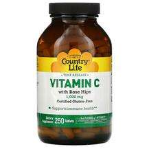 Country Life, Vitamin C with Rose Hips 1000 mg 250, Вітамін C,...