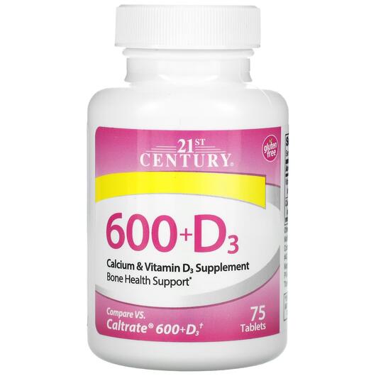 Основне фото товара 21st Century, Calcium 600 + Vitamin D3, Кальцій, 75 таблеток