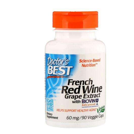Основне фото товара Doctor's Best, French Red Wine 60 mg, Екстракт листя червоного...