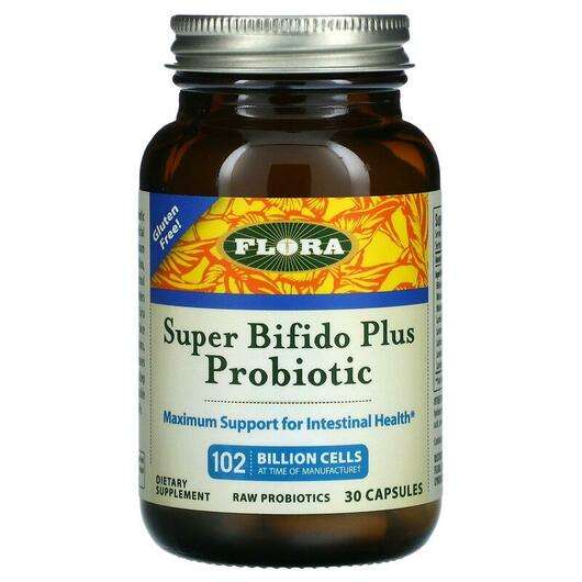Основное фото товара Flora, Бифидобактерии, Super Bifido Plus Probiotic, 30 капсул