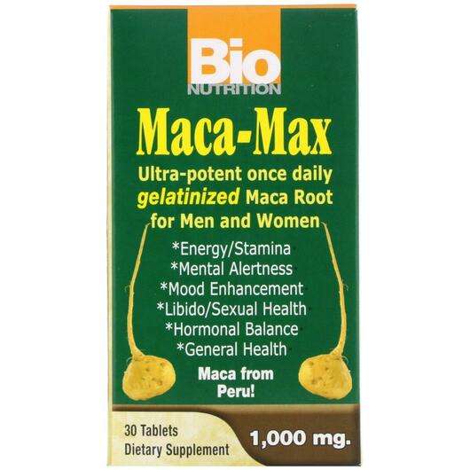 Основне фото товара Bio Nutrition, Maca Max 1000 mg 30, Мака Перуанська 1000 мг, 3...
