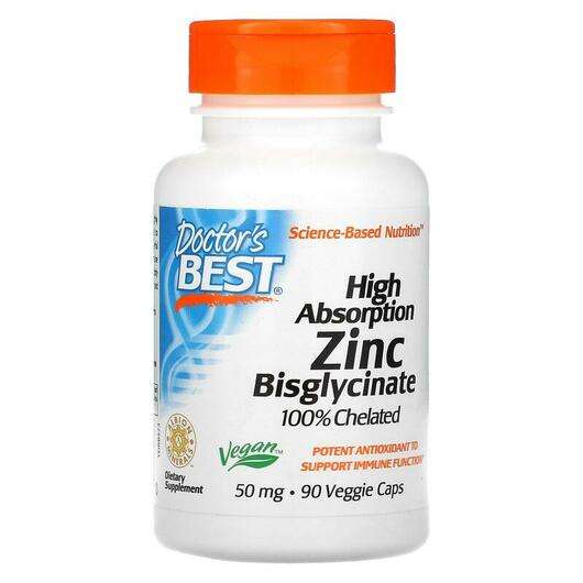 Основне фото товара Doctor's Best, Zinc Bisglycinate 100% Chelated, Цинк Біглицина...