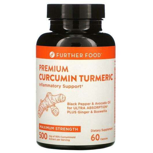 Основне фото товара Further Food, Premium Curcumin Turmeric Maximum Strength 500 m...