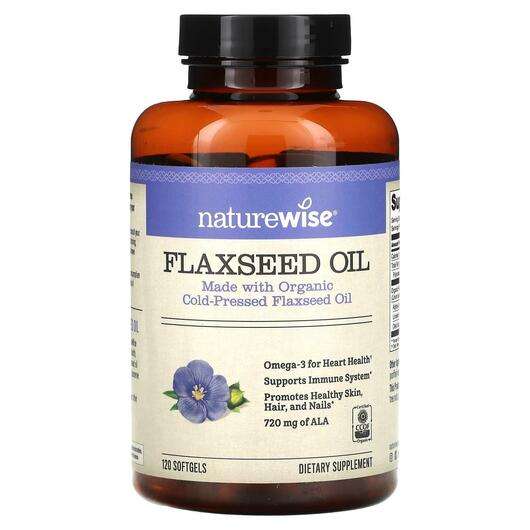 Основне фото товара Naturewise, Flaxseed Oil, Лляна олія, 120 капсул