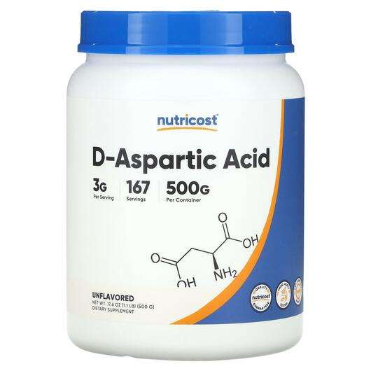Основное фото товара Nutricost, L-Аспартат, D-Aspartic Acid Unflavored, 500 г