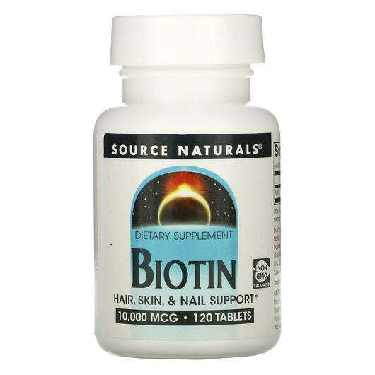 Основное фото товара Source Naturals, Биотин 10000 мкг, Biotin 10000 mcg 120, 120 т...