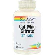 Solaray, Cal-Mag Citrate 2:1 Ratio with Vitamin D3, 180 Capsules