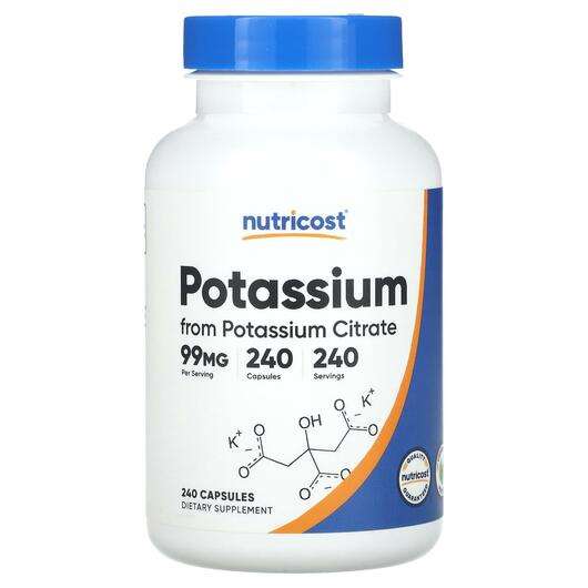 Основное фото товара Nutricost, Калий, Potassium 99 mg, 240 капсул