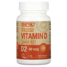 Deva, Vegan Vitamin D2 60 mcg 2400 IU, 90 Tablets