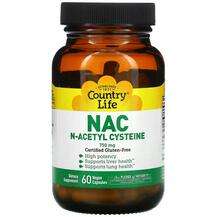 Country Life, N-ацетил-цистеин NAC, NAC N-Acetyl Cysteine 750 ...