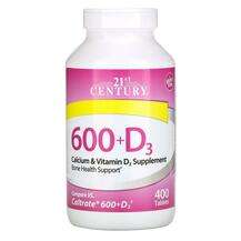 21st Century, 600+D3 Calcium Supplement, 400 Caplets