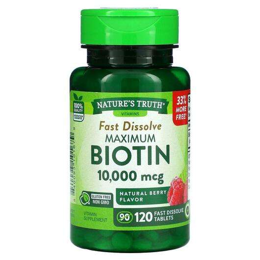 Основне фото товара Nature's Truth, Maximum Biotin, Біотин, 120 таблеток