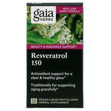 Gaia Herbs, Resveratrol 150, Транс ресвератрол 150 мг, 50 капсул