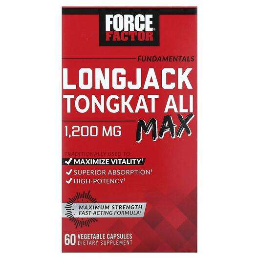 Основне фото товара Force Factor, Fundamentals LongJack Tongkat Ali Max 1200 mg, Т...
