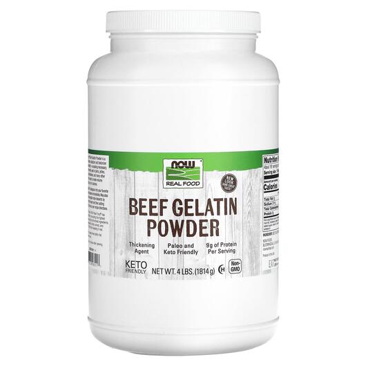 Основне фото товара NOW Foods, Real Food Beef Gelatin Powder, Яловичі органи, 1814 г
