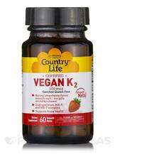 Country Life, Витамин K2, Vegan K2 500 mcg Strawberry Flavor, ...