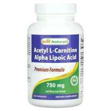 Acetyl L-Carnitine Alpha Lipoic Acid 750 mg, Альфа-ліпоєва кис...