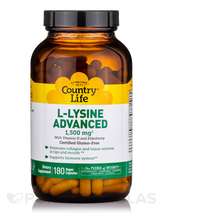 Country Life, L-Лизин, L-Lysine Advanced 1500 mg, 180 капсул