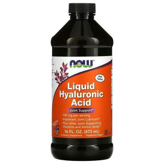 Основне фото товара Now, Liquid Hyaluronic Acid, Гіалуронова кислота 100 мг, 473 мл