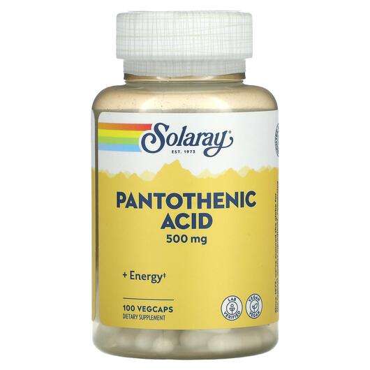 Основне фото товара Solaray, Pantothenic Acid 500 mg, Вітамін B5 Пантотенова кисло...