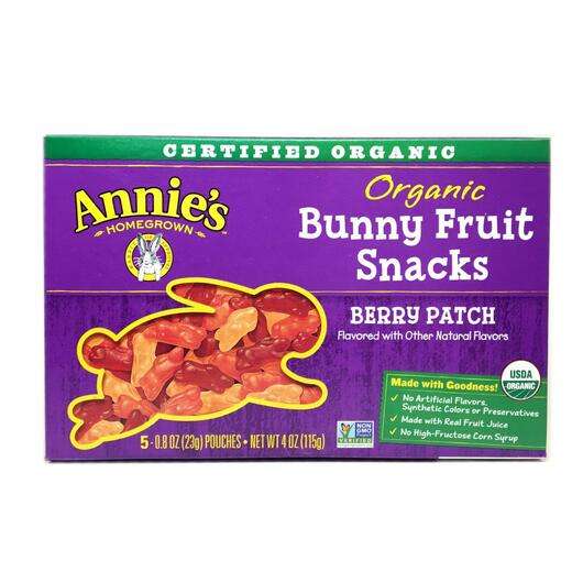 Annies Homegrown Organic Bunny Fruit Snacks Berry Patch 5 Pouches, Продукти харчування, 23 g Each