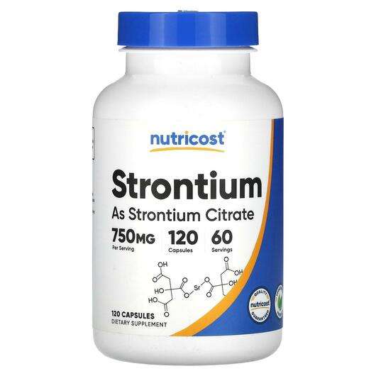 Основное фото товара Nutricost, Стронций, Strontium 750 mg, 120 капсул