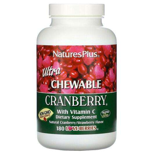 Основне фото товара Ultra Chewable Cranberry with Vitamin C Natural Cranberry/Stra...